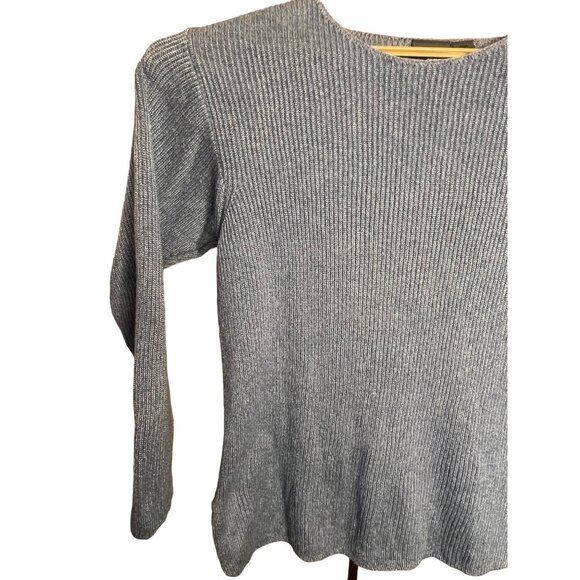 Liz Wear Petite Blue Sweater PS Tight Ribbed Knit Comfortable USA - Picture 2 of 14